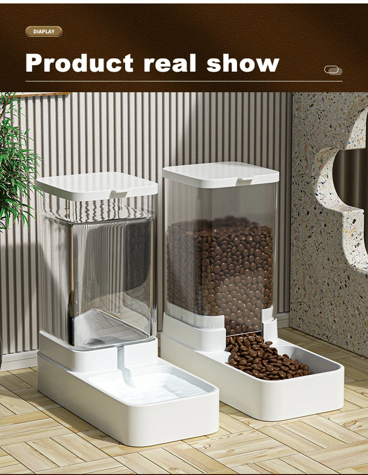 Dog Feeder Cat Water Dispenser Automatic Cat Feeder and Cat Water Dispenser Gravity Cat Feeder Food Storage Dispenser Container