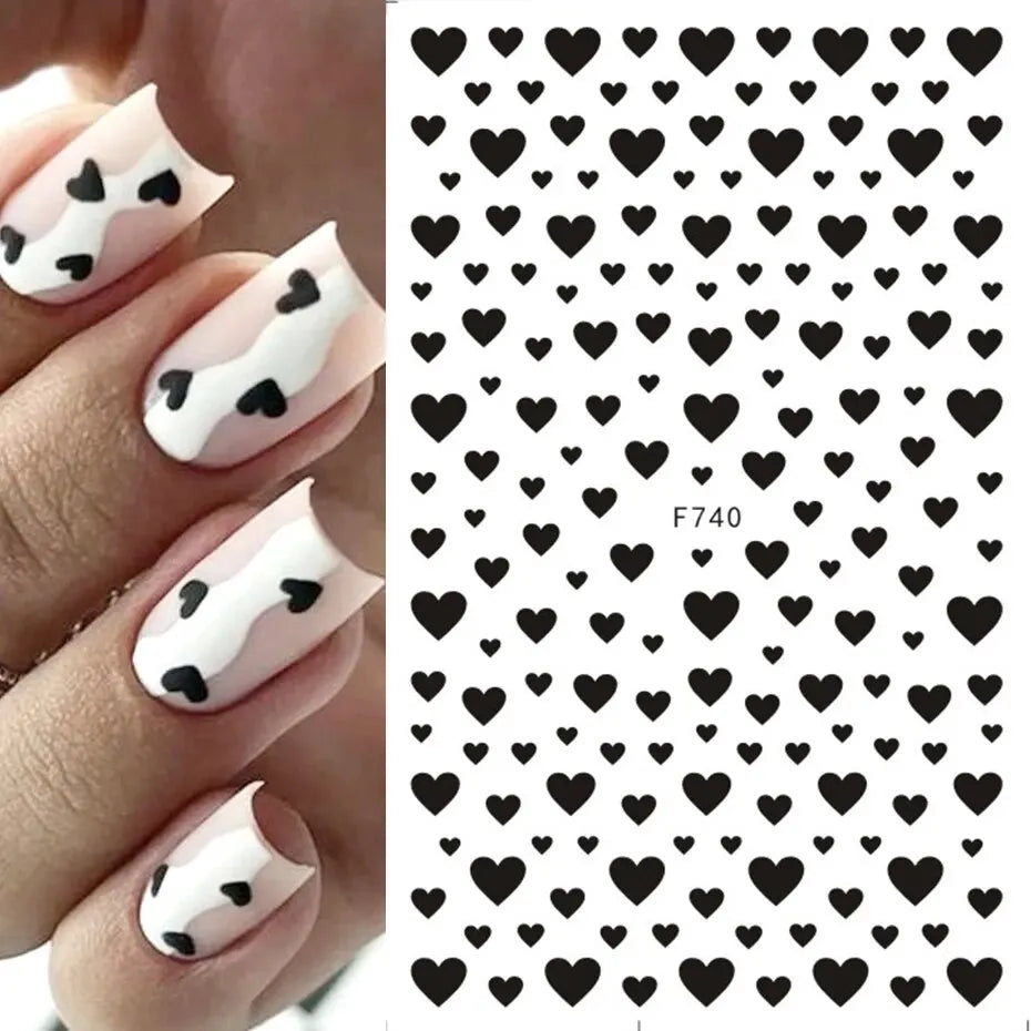 6PCS 3D Valentines Day Nail Art Sticker Lover Letter Cute Girl Cartoon Slider Full Wrap Stickers On Phone Nail Art Accessories