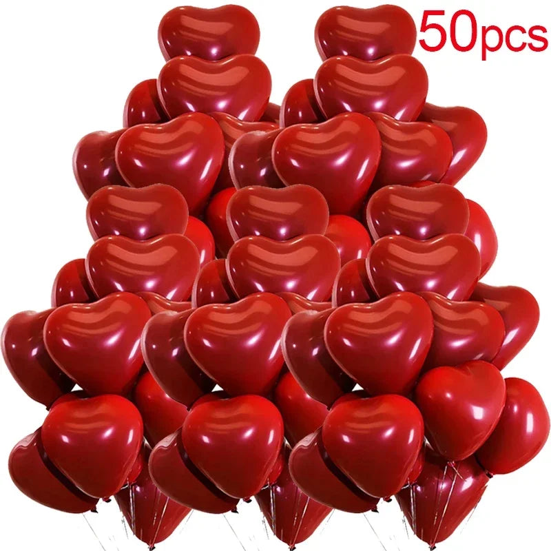 50/10pcs Red Heart Balloons Inflatable Latex Balloon for Valentine Day Wedding Party Anniversary Decoration Supplies Wholesale