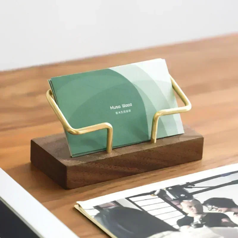 Business Card Holder Organizer Office Desk Display Stand Memo Counter Accessories Tabletop Shelf Home Wooden Card Holder Storage