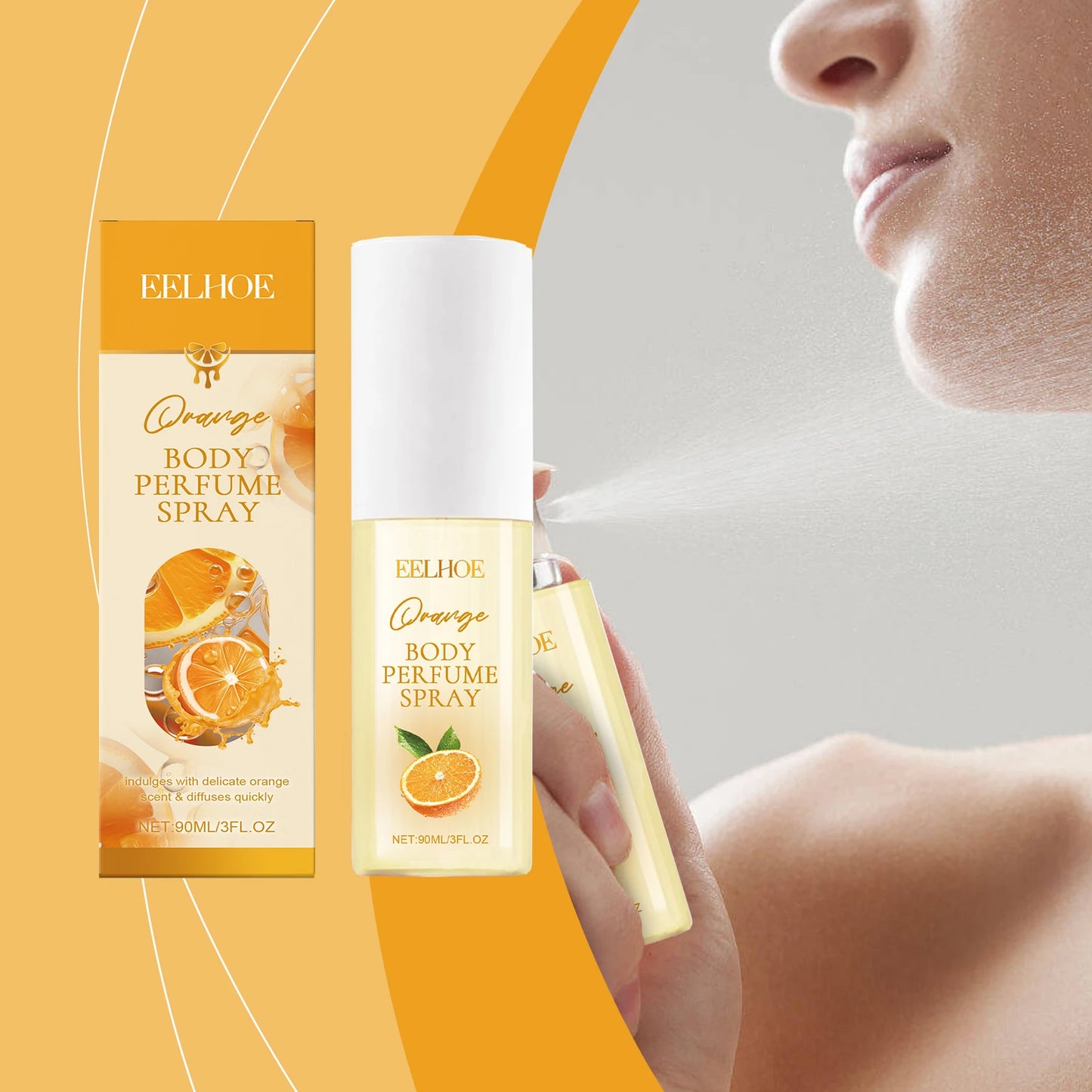 EELHOE Orange Body Perfume Spray Elegant Fresh Fragrance Keep Fragrance Portable Fruit Women's Spray 90ml 3 OZ