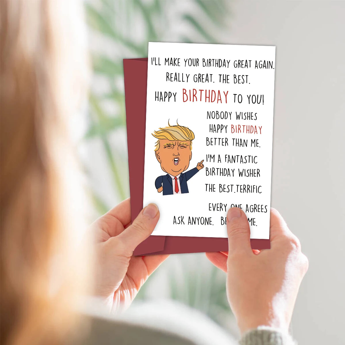 1PC Funny Creative Trump Birthday Card,Trump Theme Hilarious Birthday Greeting Card,Unique Humor Happy Birthday Card For Family