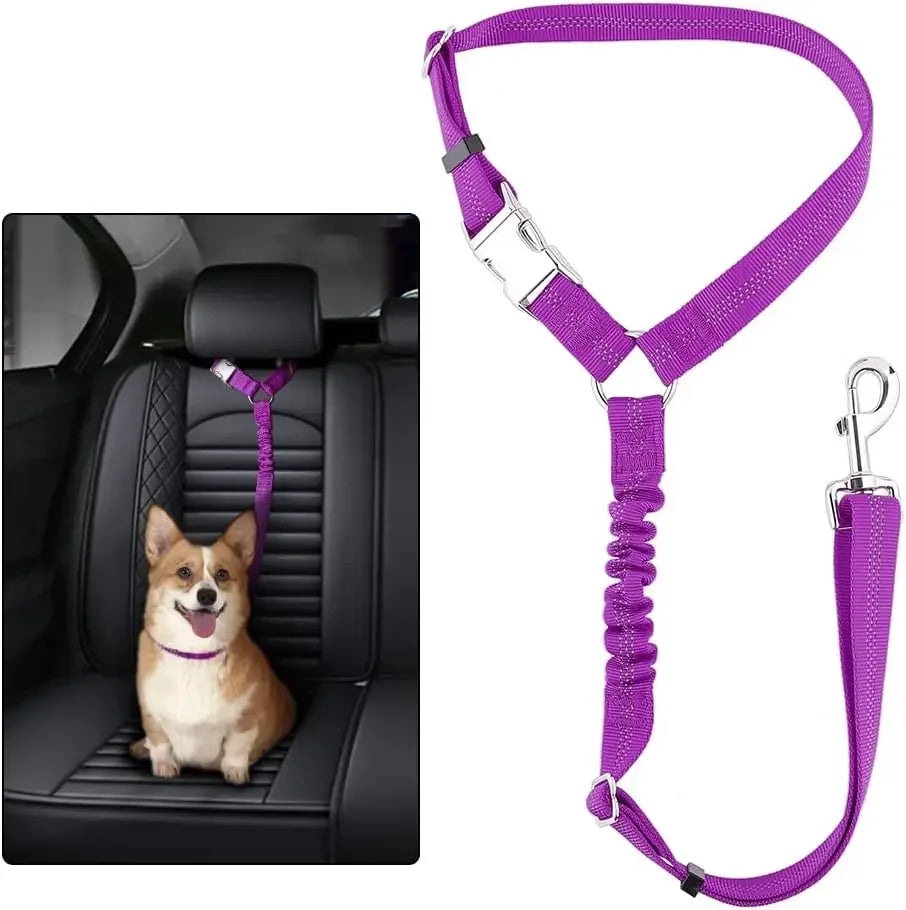 Vehicle Seatbelt Harness Pet Dog Seat Belt for Car Headrest with Elastic Bungee for Safety for Small Medium Large Dogs and Cats