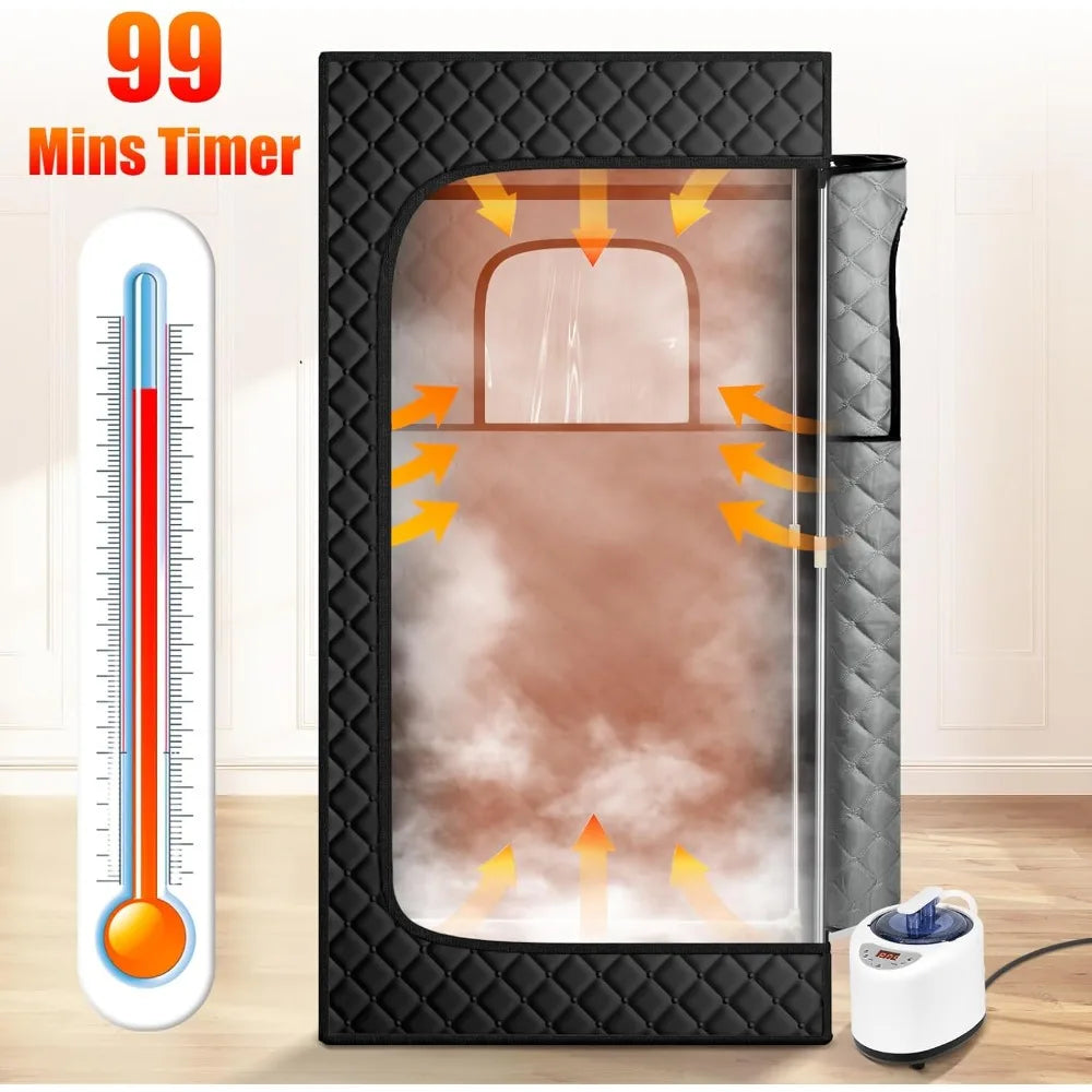 Sauna Box, Portable Steam Sauna, Portable Sauna for Home, Sauna Tent with 3L Steamer, 9 Levels, 2.6’ x 2.6’ x 5.9’