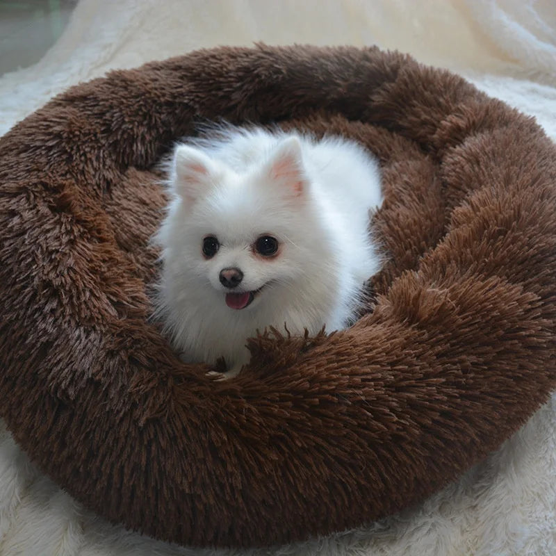 40-90cm Round Pet Bed for Large Dog Bed Super Soft Cat Bed Long Plush Dog House for Medium Dog House Winter Warm Sleeping