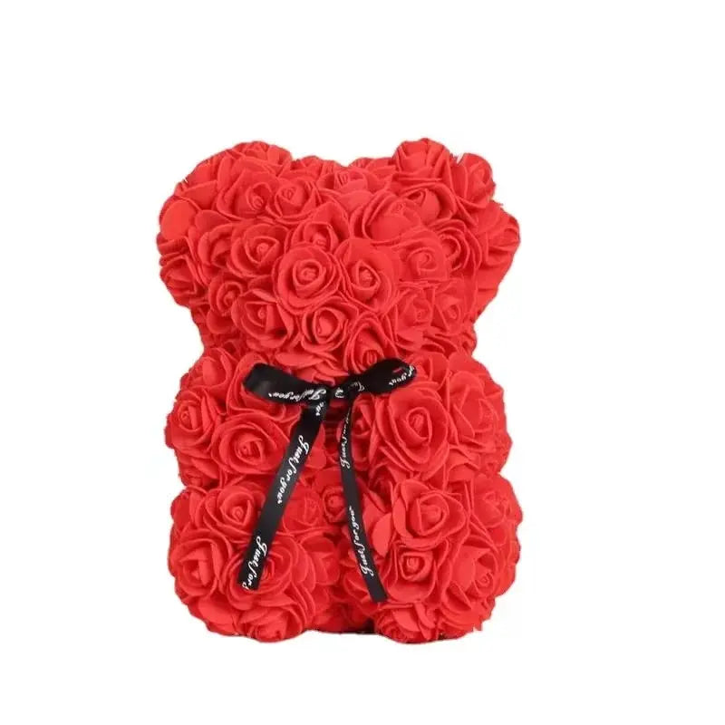 Rose Bear NEW Valentines Day Gifts 25cm Flower Bears Artificial Floral Decorations Mother' DAY Gift For Girlfriend Festival And