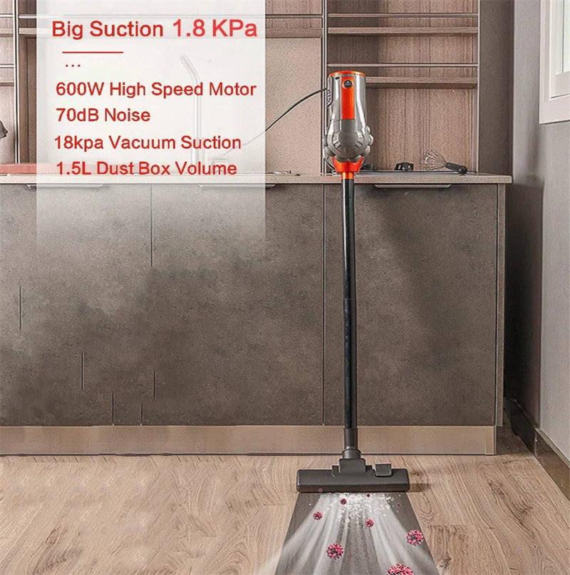 600W Corded Vacuum Cleaner Household Handheld Multifunction 2-in-1 Strong Suction Vacuum Cleaner 16KPa Dust Collector Aspirator