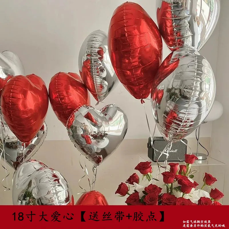 10pcs 18inch Rose Gold Red Pink Love Heart Foil Balloons Valentines Wedding Decoration Helium Balloon Birthday Party Supplies