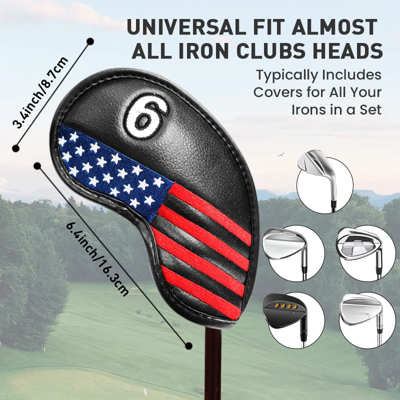 Golf Iron Head Covers Value 12 Piece Set, Synthetic Leather Deluxe Club Headcover, Universal Fit Main Iron Clubs Gift Set