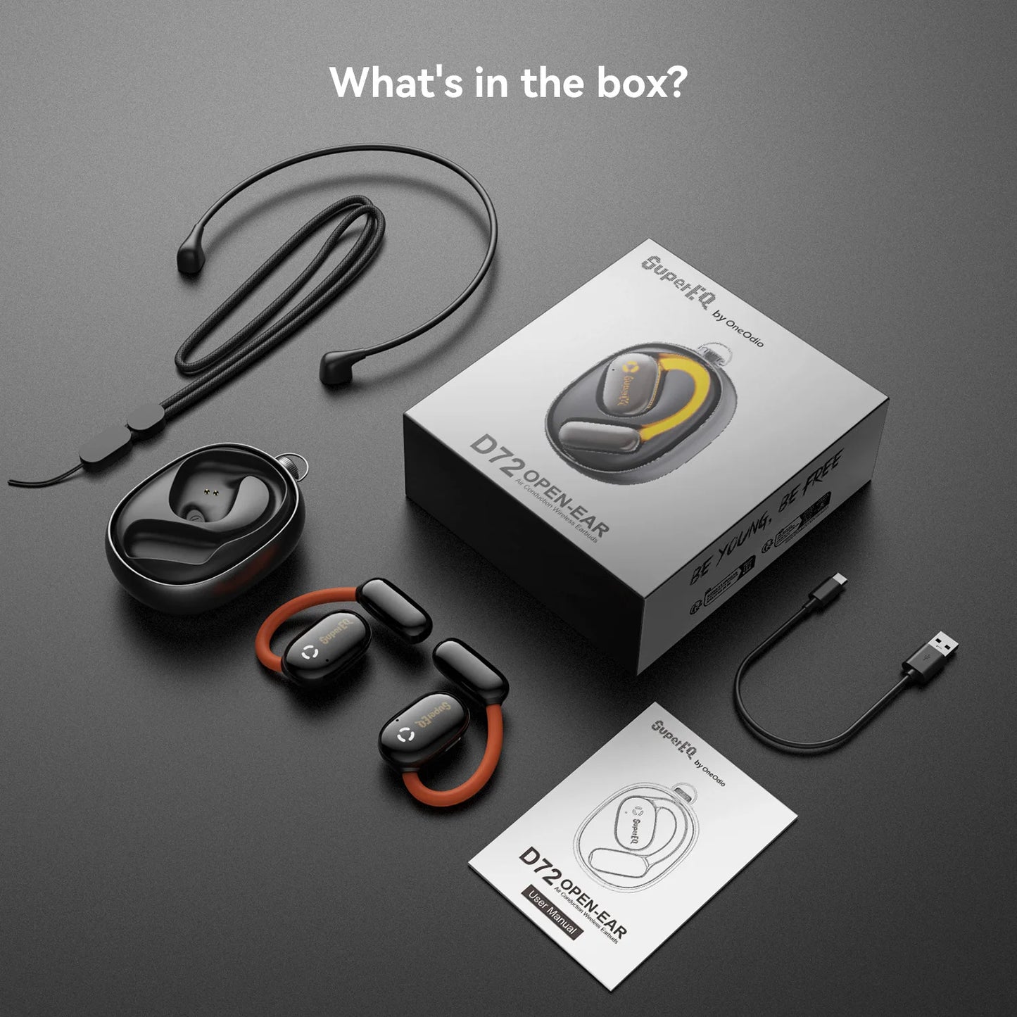 Oneodio SuperEQ D72 Open-Ear Earphones Wireless Bluetooth 5.4 Neckband Headphones IPX4 Air Conduction Sports Earbuds APP Control