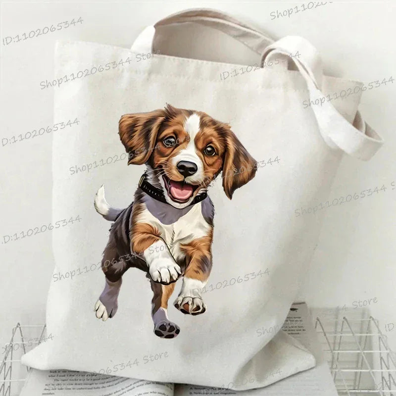 3D Animals Dog Print Shoulder Bag Women Men Cartoon Dog Tote Bags Student Casual Large-capacity Shopping Harajuku Canvas Handbag