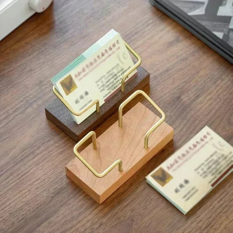 Business Card Holder Organizer Office Desk Display Stand Memo Counter Accessories Tabletop Shelf Home Wooden Card Holder Storage