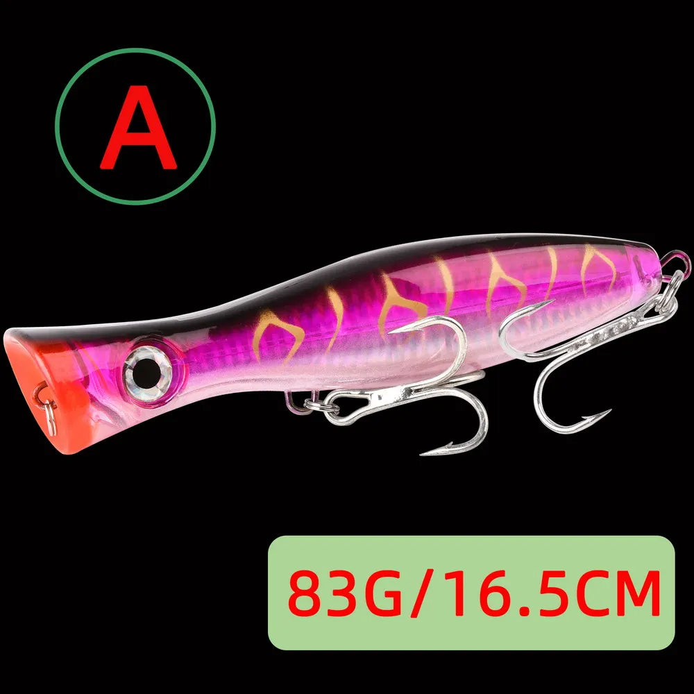 1pc 41g/83g Big Popper Floating Wobbler Fishing Lures,Topwater Trolling Artificial Plastic Hard Bait, Fishing Tackle