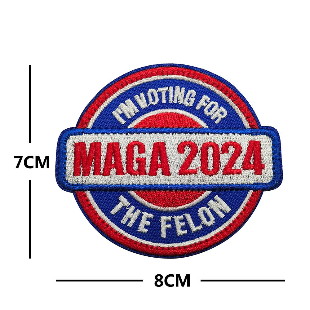 2024 TRUMP MAGA SAVE AMERICA AGAIN Embroidery Hook Loop MAKE AMERICA GREAT AGAIN Fasteners Patch Tactical Emblem