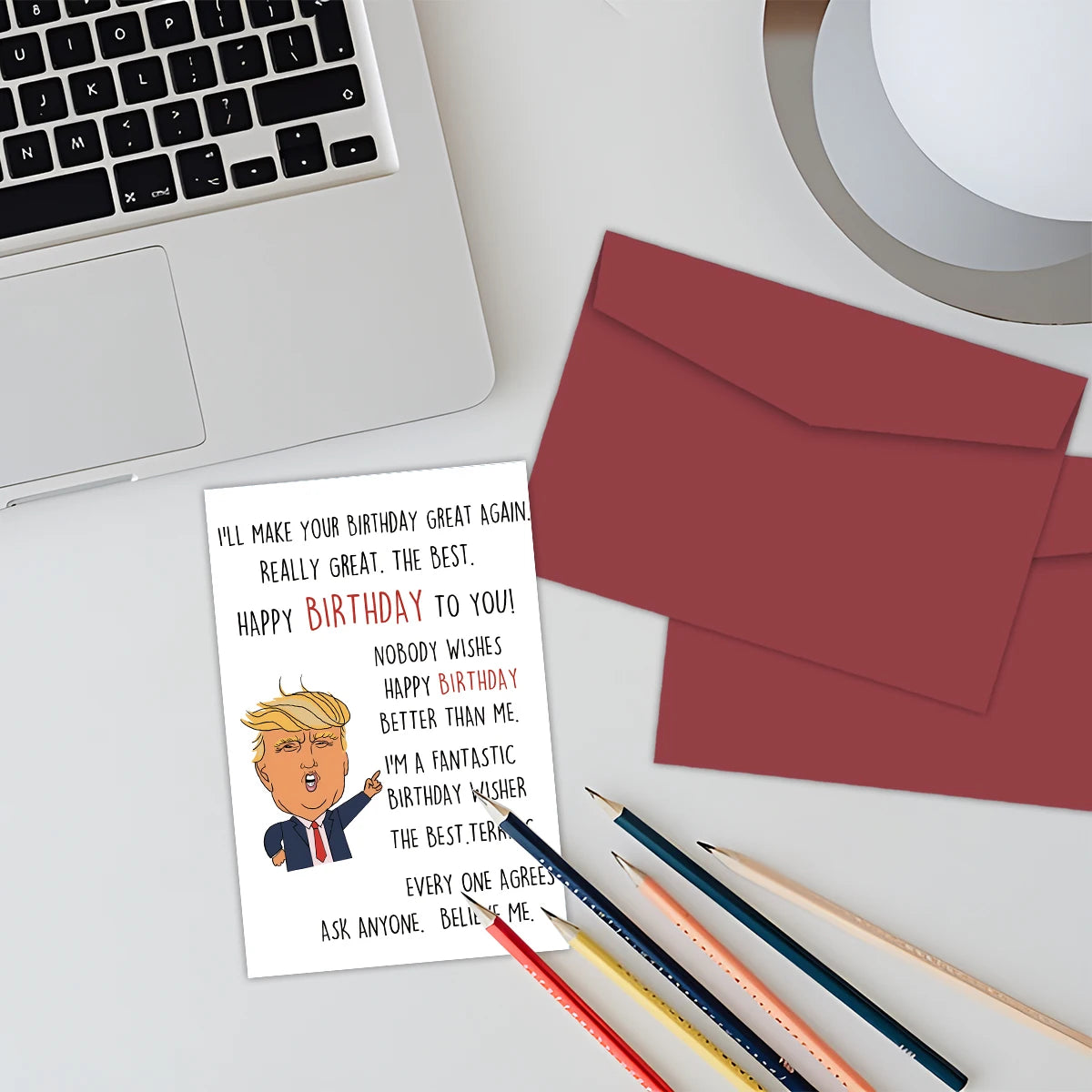 1PC Funny Creative Trump Birthday Card,Trump Theme Hilarious Birthday Greeting Card,Unique Humor Happy Birthday Card For Family