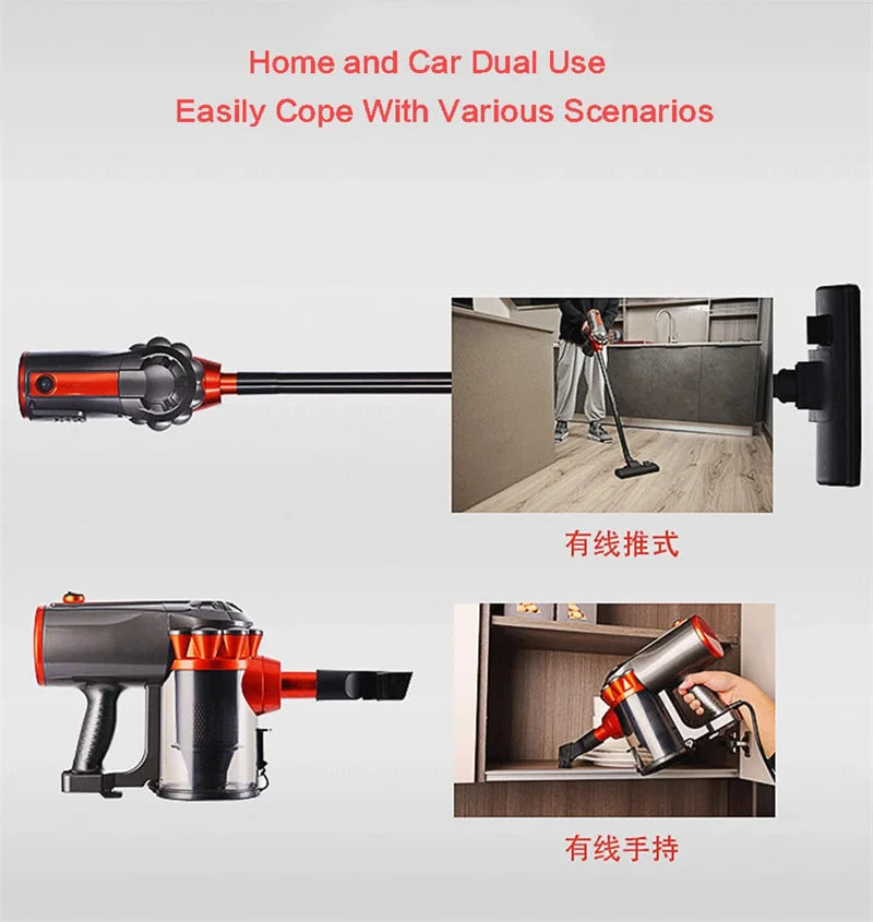 600W Corded Vacuum Cleaner Household Handheld Multifunction 2-in-1 Strong Suction Vacuum Cleaner 16KPa Dust Collector Aspirator