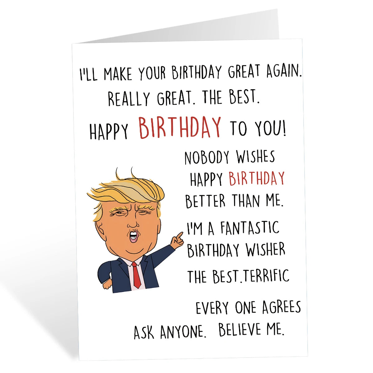 1PC Funny Creative Trump Birthday Card,Trump Theme Hilarious Birthday Greeting Card,Unique Humor Happy Birthday Card For Family