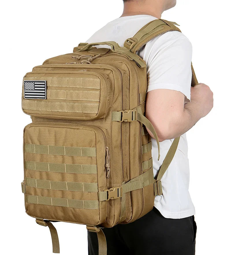 QT&QY Tactical Backpacks Survival  45L Large Capacity Man 3 Days Molle Assault Bags Hking For Outdoor Trekking Camping Backpack