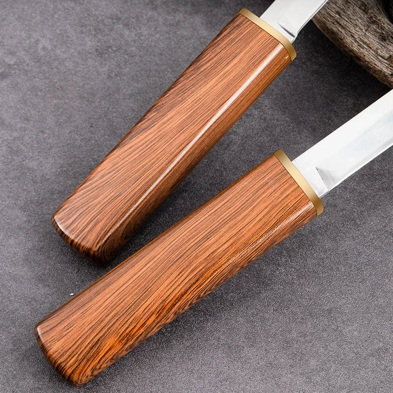 2024Forged Boning Meat Cleaver Knife Stainless Steel Mongolian Kitchen Hand Meat Fruit Knife Roasted Lamb Steak Knife with Cover