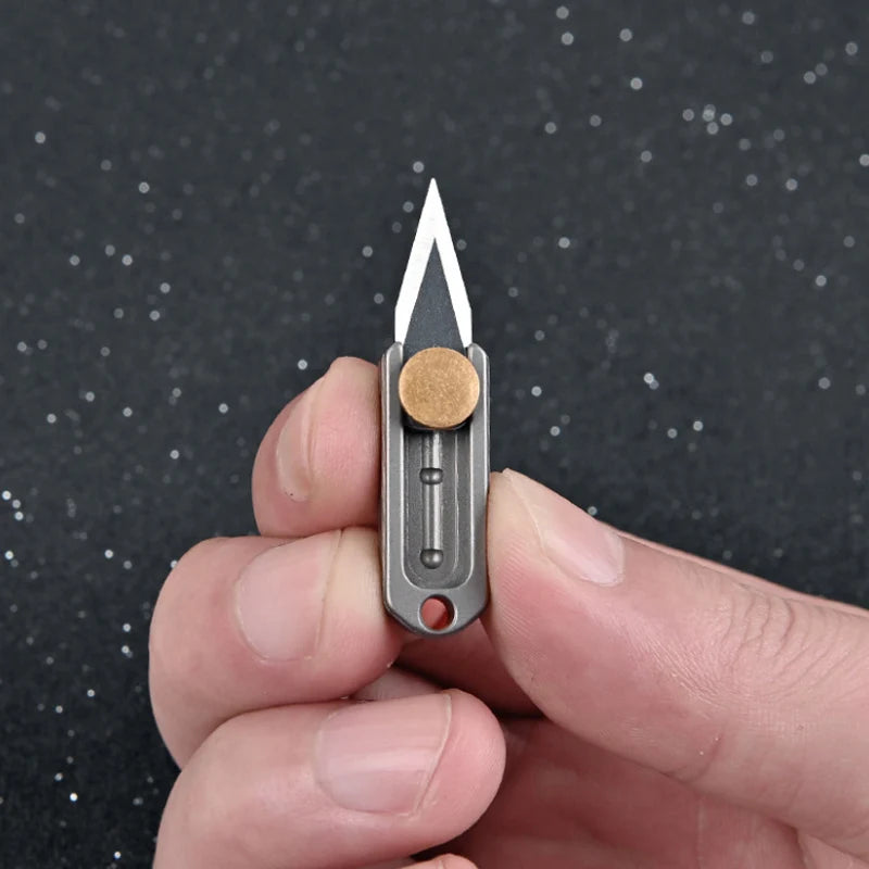 pure titanium Mini Knife Sharp Demolition Express Knife Portable EDC Keychain Pendant Pocket Push-pull Open Box Knife