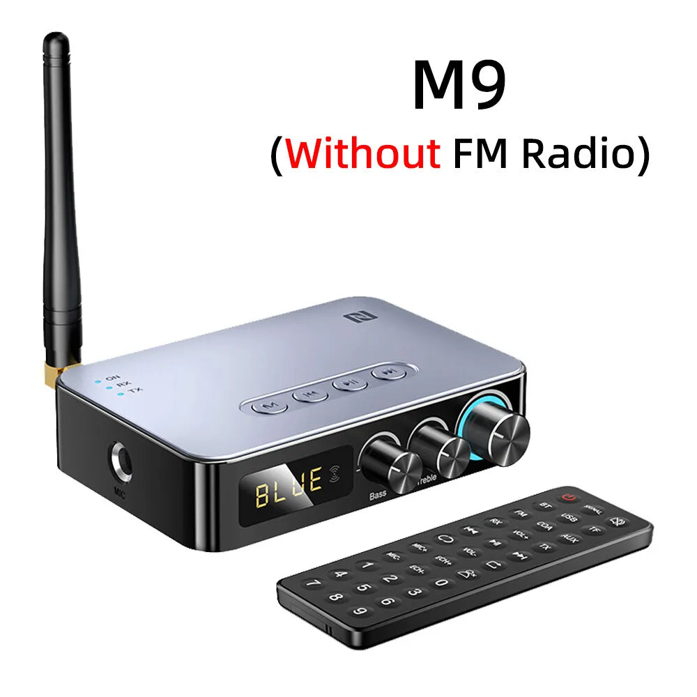 M9Pro Bluetooth Audio Receiver Transmitter DSP Wireless Adapter NFC/RCA/3.5mm AUX/TF/USB U-Disk/6.5 Mic Karaoke/Coaxial/FM Radio