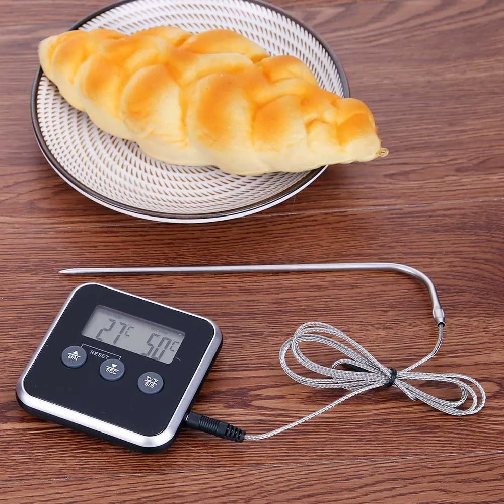 Kitchen Digital Cooking Thermometer Meat Food Temperature for Oven BBQ Grill Timer Function with Probe Heat Meter for Cooking