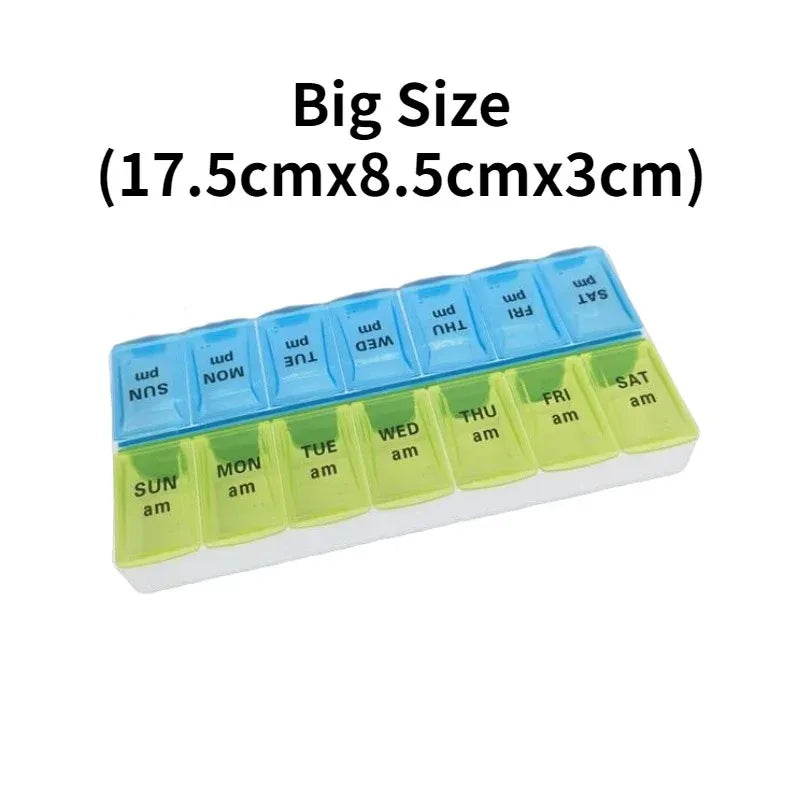 New Weekly Portable Travel Pill Cases Box 7 Days Organizer 14 Grids Pills Container Storage Tablets Vitamins Medicine Fish Oils