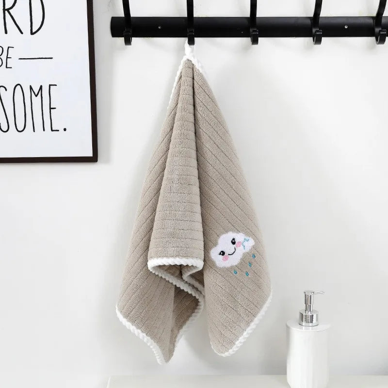 Children Towels Baby Bath Face Towel Cute Cartoon Cloud Hand Towel Soft Absorbent Coral Velvet Washcloth Kids Bathroom Products