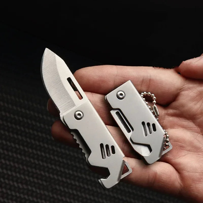 New Mini Outdoor Folding Steel Knife Portable Bottle Opener Sharp Cutting Tool High Hardness Camping Survival Tool D2 Hanger