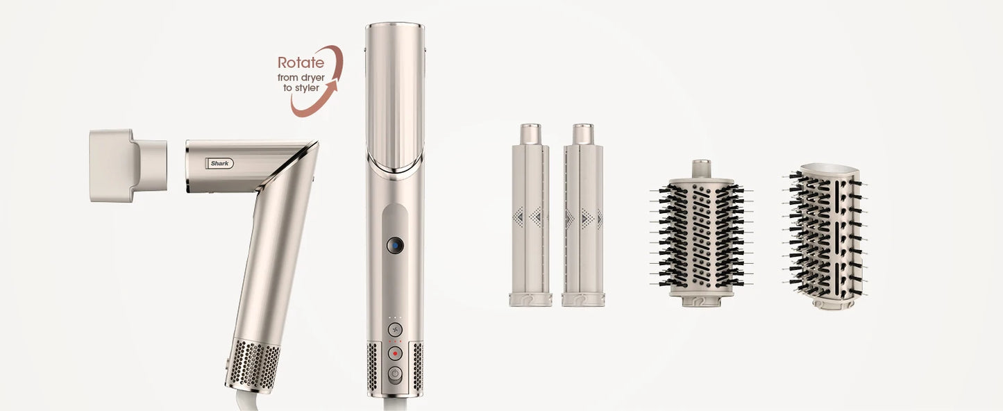 Shark HD430 FlexStyle Negative Ion Hair Dryer&Airwrap,Powerful Hair Dryer Brush & Multi-Styler with Auto-Wrap Curlers