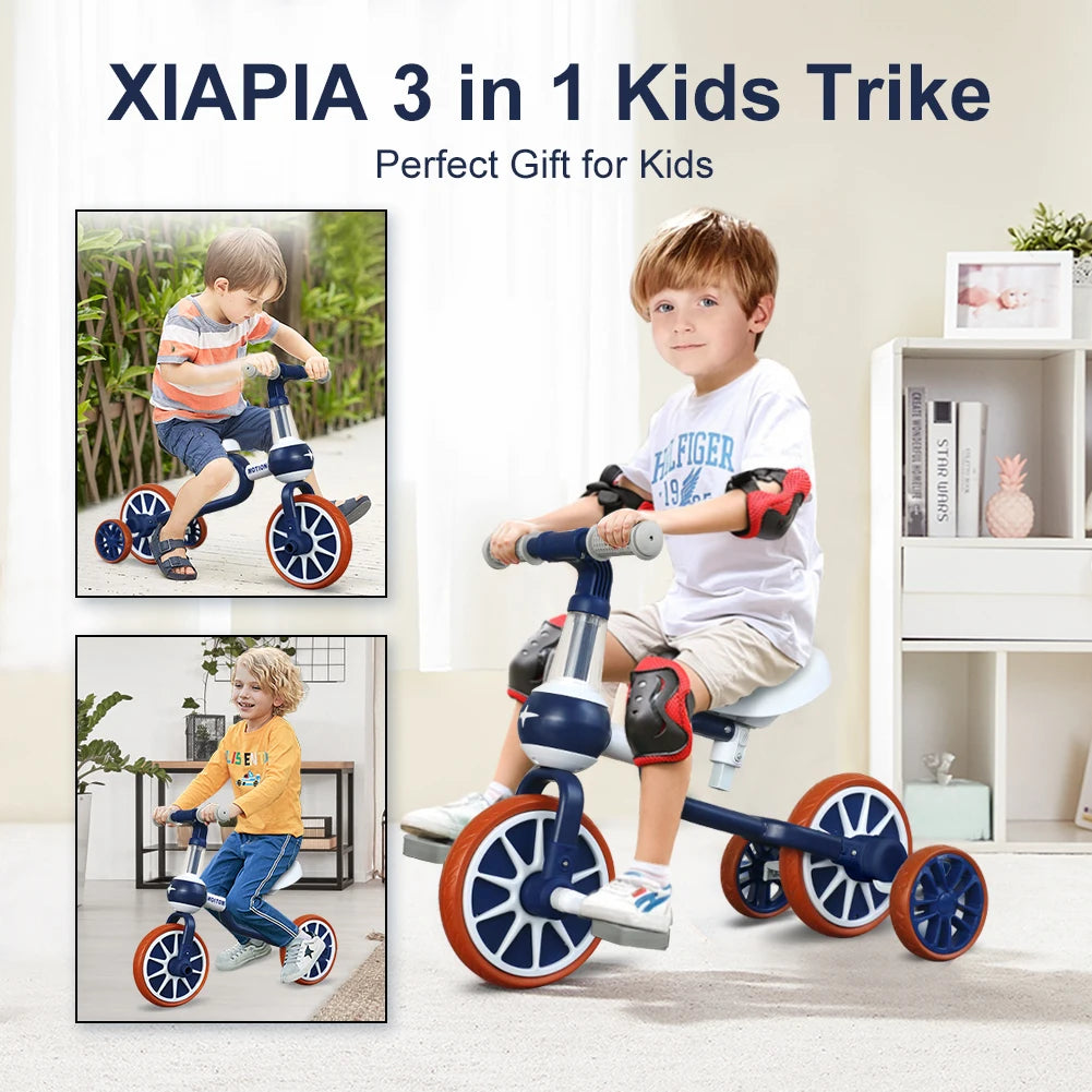 4 Wheels Toddler Tricycle Riding Toy for Age 1/2/3/4 Years Old Boy&Girl Gift Baby Balance Training Bike Kids Balance Riding Bike