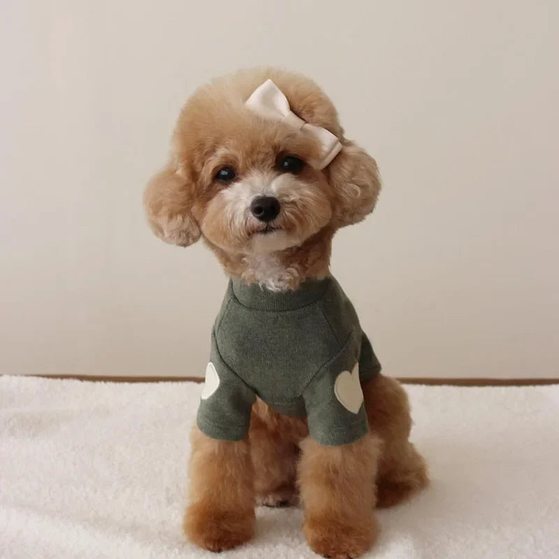 Love Winter Warm Pet Dog Clothes Base Shirt Cute Love Bear Teddy Yorkshire Hoodie Cat Pet Warm Clothes Designer Puppy Clothing