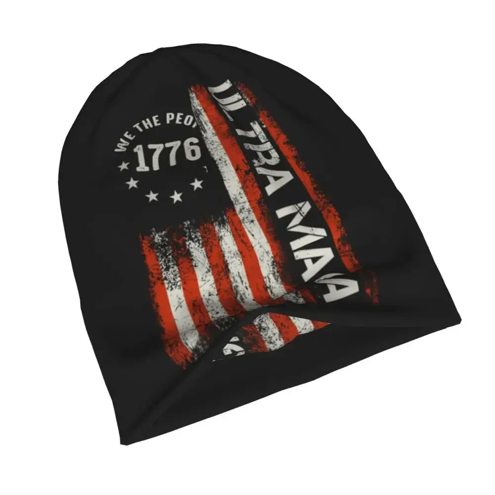 Trump Ultra MAGA American Flag Bonnet Hats Autumn Winter Outdoor Skullies Beanies Hat Unisex Knitting Hats Warm Head Wrap Cap