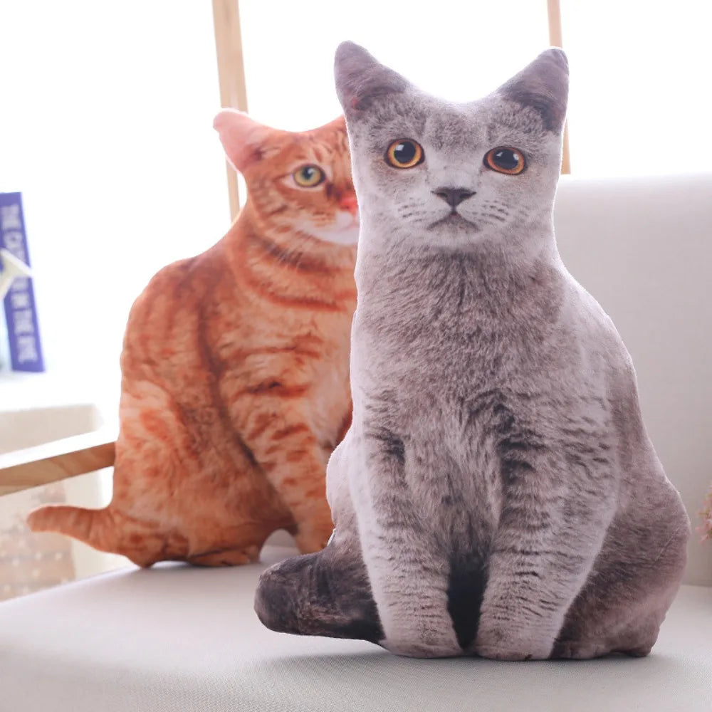 Cartoon Stuffed Kawaii Simulation Cat Plushie Pillow Realistic 3D Cat Doll Plush Plush Animals Toy Cushion for Kids Girls