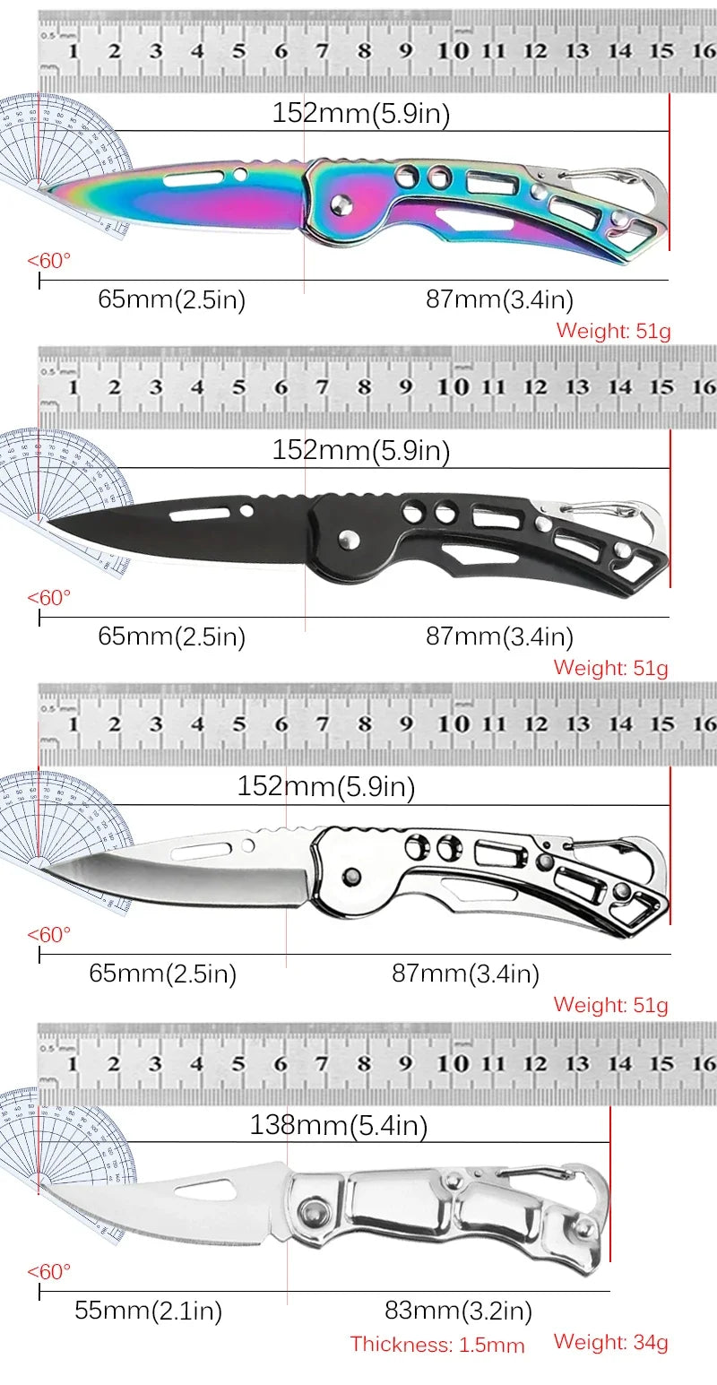 Stainless Steel Keychain Folding Knife Outdoor Carrying Knife Mirror Sharp Pocket Knife Fruit Knife Folding Knife Outdoor Tool