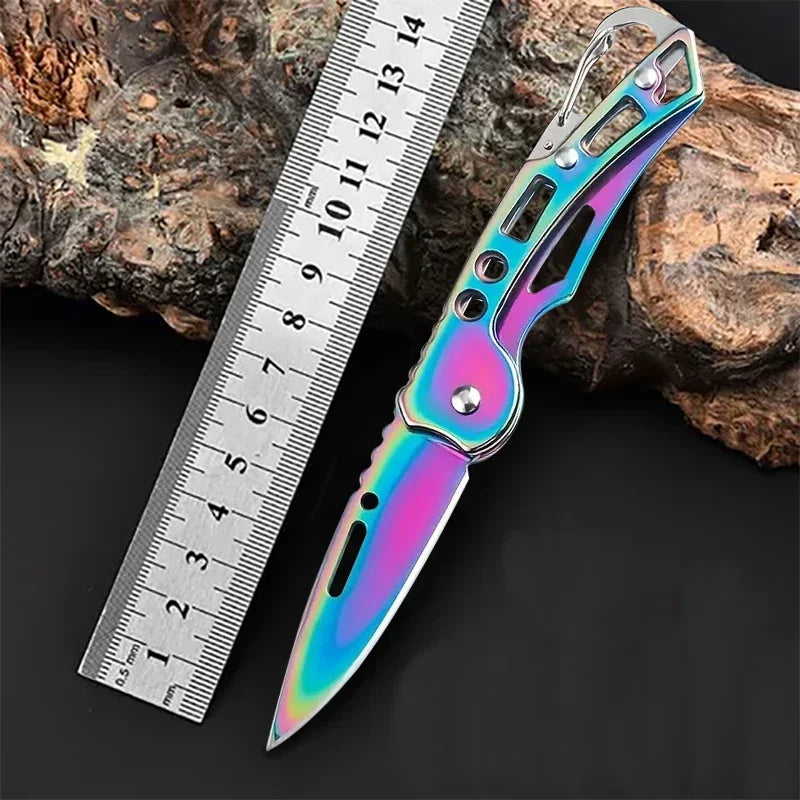 Stainless Steel Keychain Folding Knife Outdoor Carrying Knife Mirror Sharp Pocket Knife Fruit Knife Folding Knife Outdoor Tool