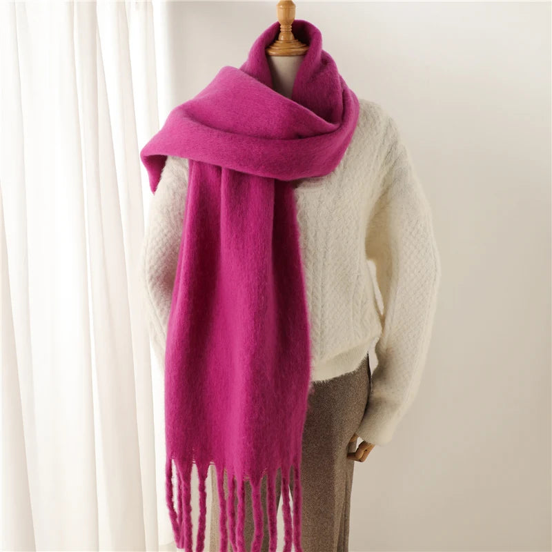 Winter Scarf for Women Cashmere Warm Solid Pashmina Blanket Wraps Female Thick Soft Bufanda Big Tassel Shawl Long Poncho Echarpe