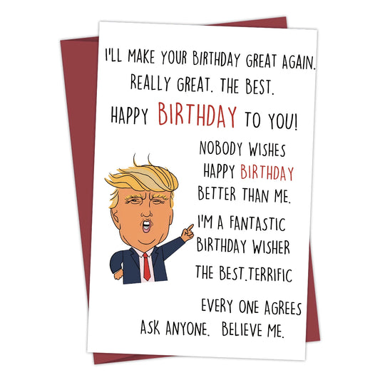 1PC Funny Creative Trump Birthday Card,Trump Theme Hilarious Birthday Greeting Card,Unique Humor Happy Birthday Card For Family