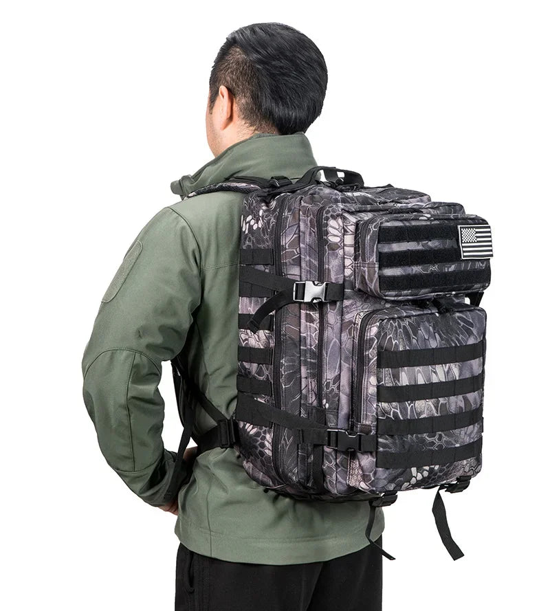 QT&QY Tactical Backpacks Survival  45L Large Capacity Man 3 Days Molle Assault Bags Hking For Outdoor Trekking Camping Backpack