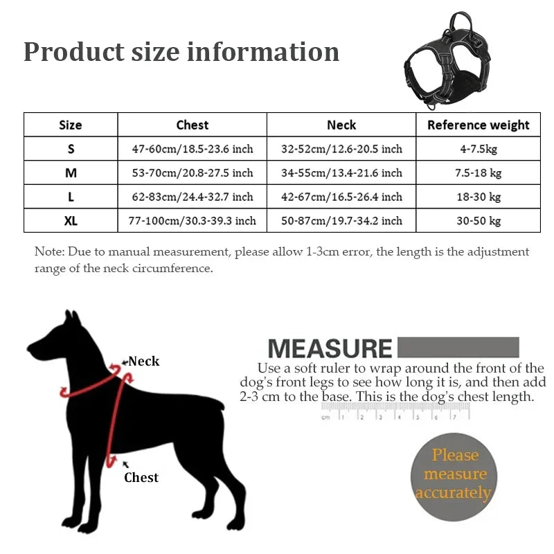 Adjustable Nylon Dog Harness Vest Reflective Soft Breathable No Pull Dog Harness Pet Harness Leash For Small Large Dogs