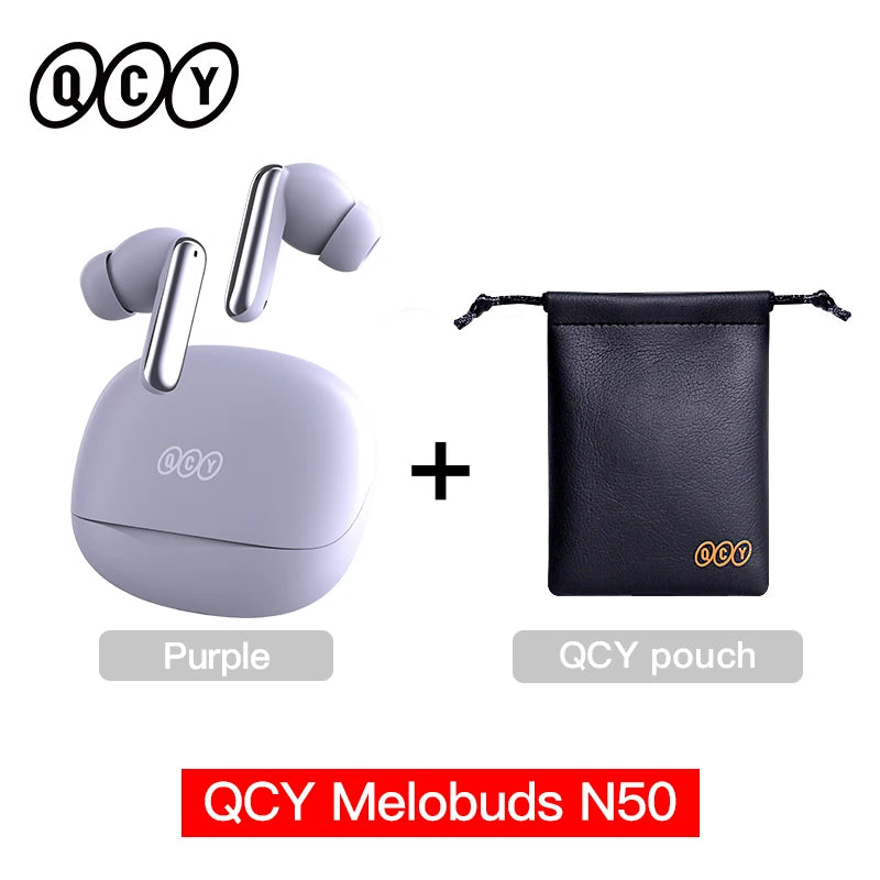 QCY Melobuds N50 Wireless Earphones ANC 6 Mics AI Call Earbuds Bluetooth 5.4 Dual Connection Headphone Transparent Mode