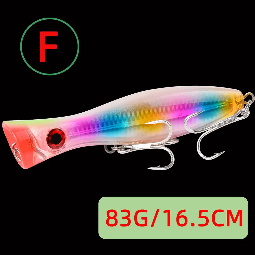 1pc 41g/83g Big Popper Floating Wobbler Fishing Lures,Topwater Trolling Artificial Plastic Hard Bait, Fishing Tackle