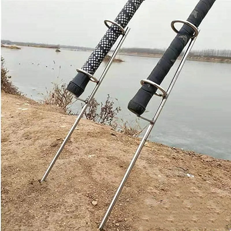 30/40cm Double Rings Single Fork Fishing Rod Holder Bank Fishing Ground Rod Bracket Fishing Tools for Outdoor