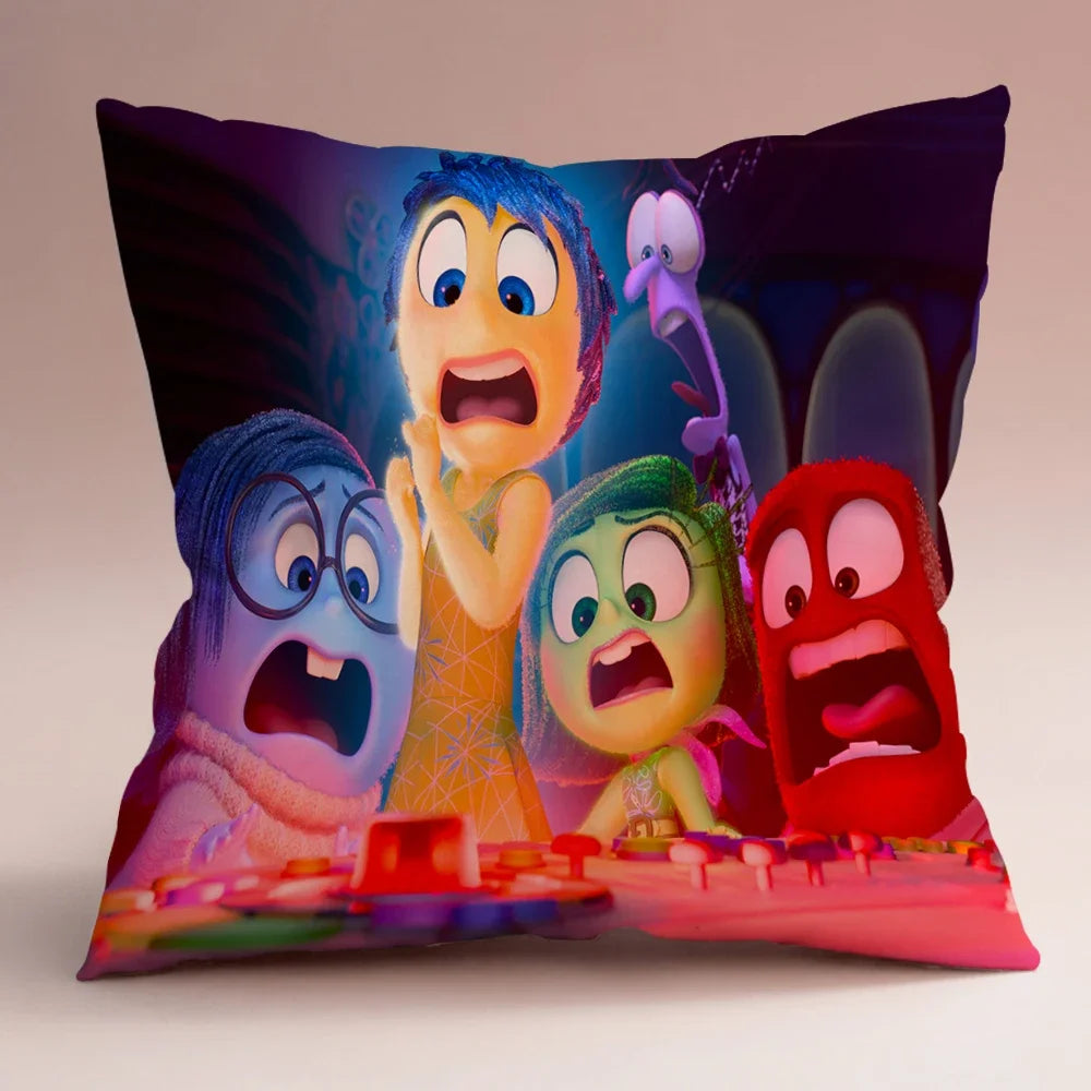 Inside Out 2 Envy Anger Anxiety Disgust Peach Skin Velvet Pillowcase Anime Peripheral Sofa Cushion Waist Pillow Birthday Gifts