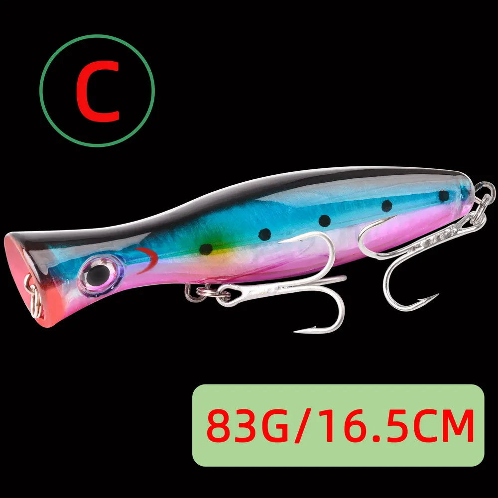 1pc 41g/83g Big Popper Floating Wobbler Fishing Lures,Topwater Trolling Artificial Plastic Hard Bait, Fishing Tackle