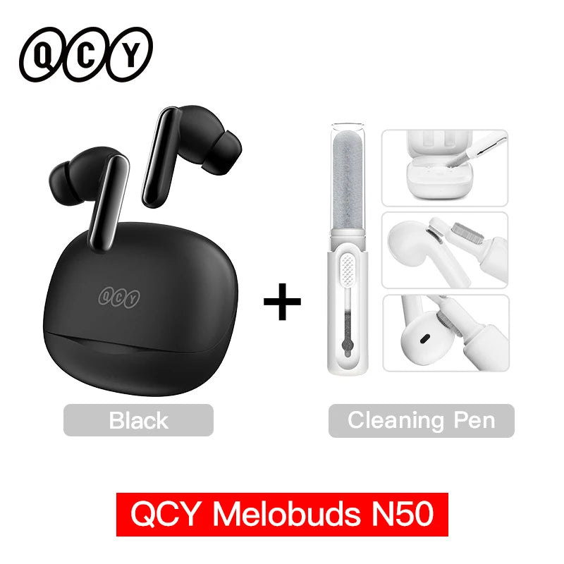 QCY Melobuds N50 Wireless Earphones ANC 6 Mics AI Call Earbuds Bluetooth 5.4 Dual Connection Headphone Transparent Mode