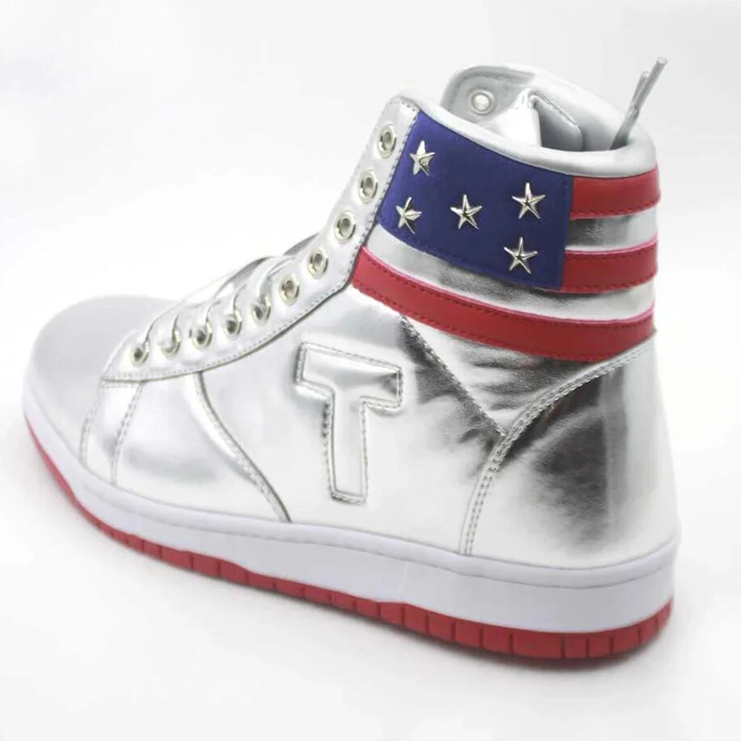 Trump Gold Silvery Sneakers 100% High Quality 2024 MAGA Never Surrender Shoes Basketball Mens Boots Road Shoe Big Size 47 48