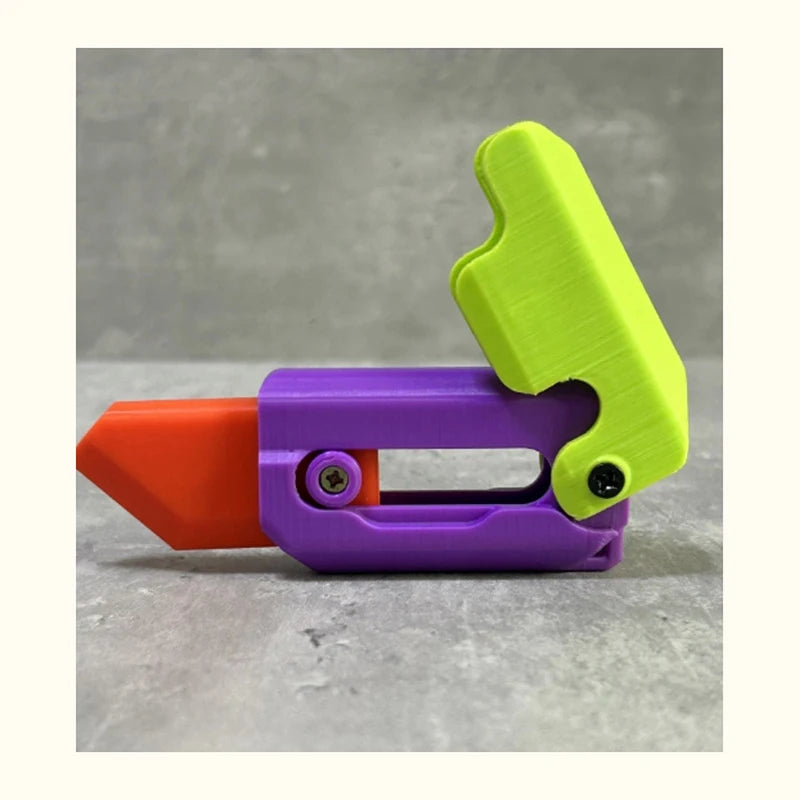 New 3D Printed Gravity Claw Knife Toy Stress Relief Butterfly Fidget Hand Gripper Sensory Toy Folding Claw Knife Radish for Gift