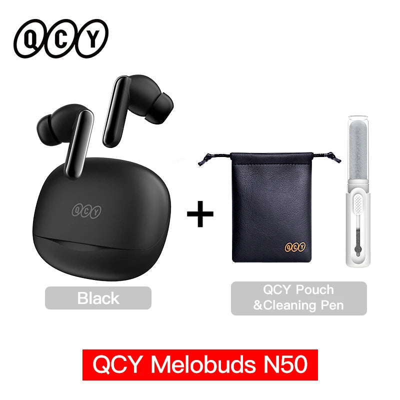 QCY Melobuds N50 Wireless Earphones ANC 6 Mics AI Call Earbuds Bluetooth 5.4 Dual Connection Headphone Transparent Mode