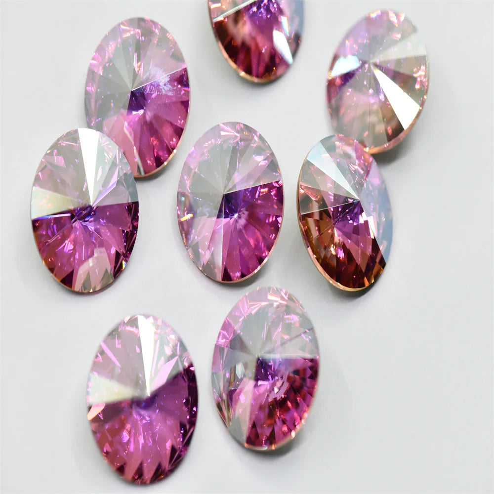 k9 pink purple  glass crystal stone  for jewels making Rhinestones for DIY Apparel Clothing Decoration teadrop Rivoli (D502TRMO)